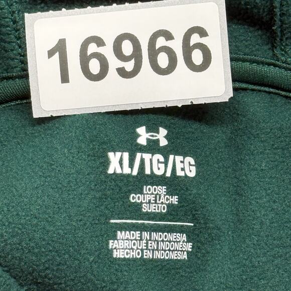Under Armour Hoodie Mens XL Green Fleece Big Logo Pullover Sweatshirt Outdoors - Picture 11 of 11